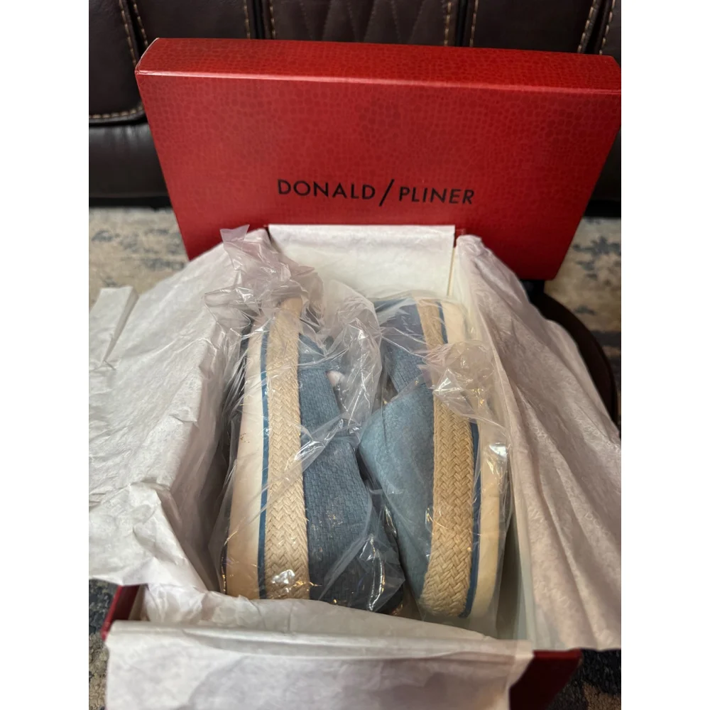 DONALD PLINER | Blue Embossed Suede Espadrille Loafers Size 5